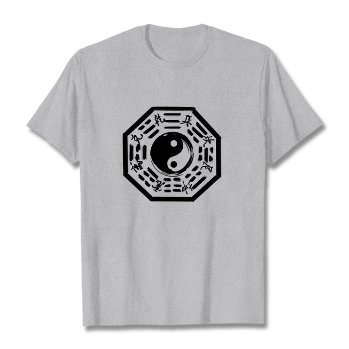 Camiseta de algodón con estampado Ba Gua y Buddha Stones - Gris claro - 2XL - image 10