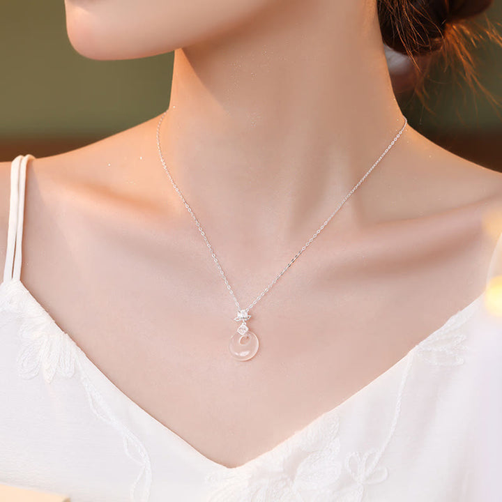 Colgante con hebilla de paz y carácter Fu de flor de loto de plata de ley 925 con calcedonia y Buddha Stones - image 3