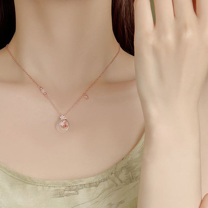 Colgante con hebilla de paz y pez koi con flores de plata de ley 925 y cristales rosas de calcedonia y Buddha Stones - image 12