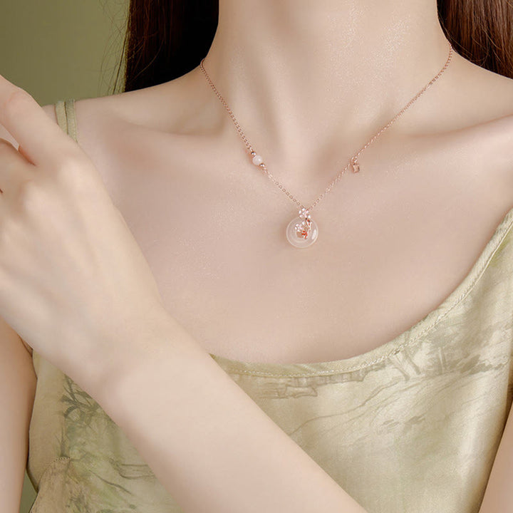 Colgante con hebilla de paz y pez koi con flores de plata de ley 925 y cristales rosas de calcedonia y Buddha Stones - image 10