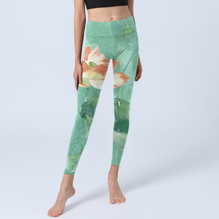 Leggings de yoga para mujer con estampado de Buddha Stones de loto y vainas de semillas - image 6