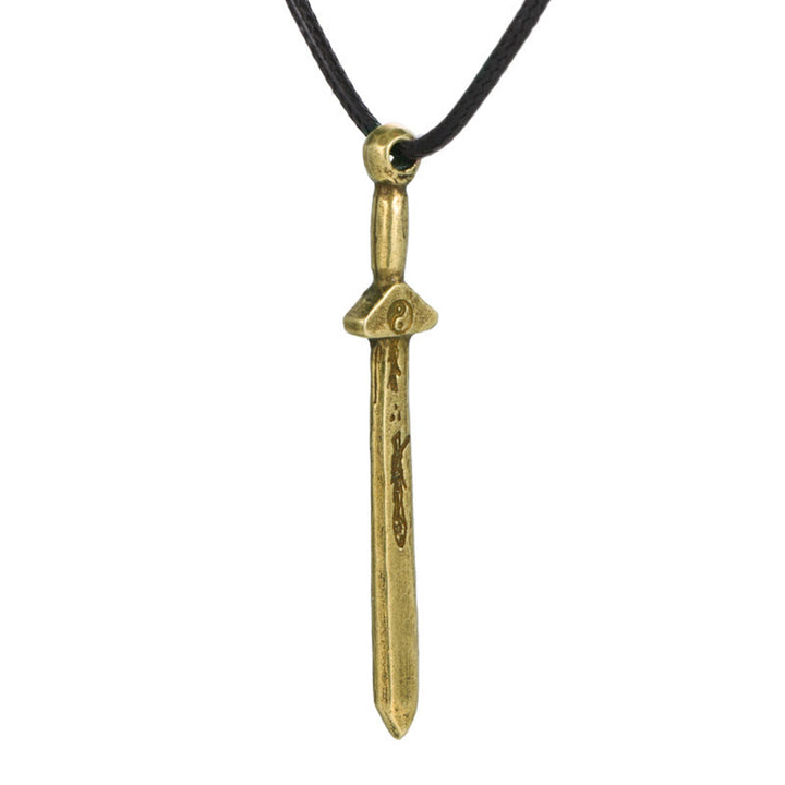 Colgante de collar con equilibrio de espada de cobre yin yang vintage con Buddha Stones - image 8