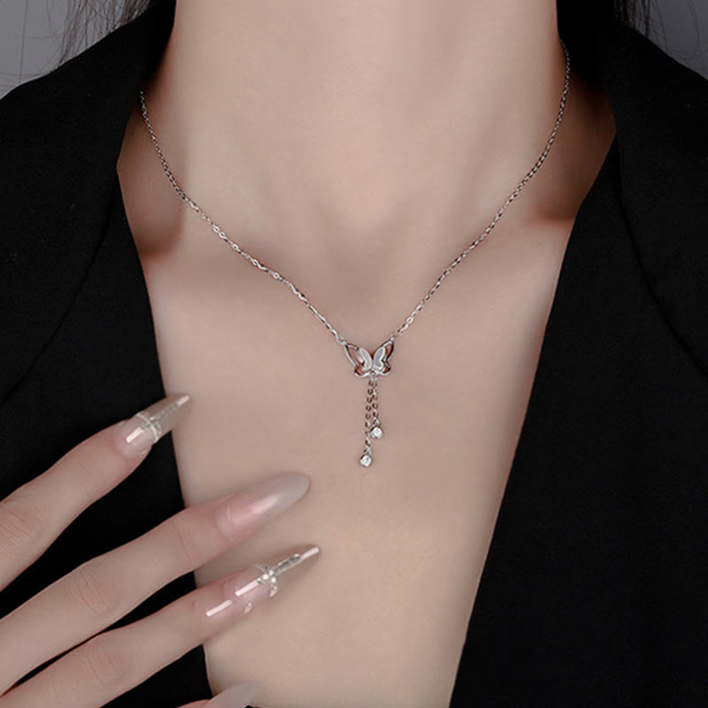 Collar con colgante de mariposa y piedra Tridacna de plata de ley 999 con Buddha Stones - image 8