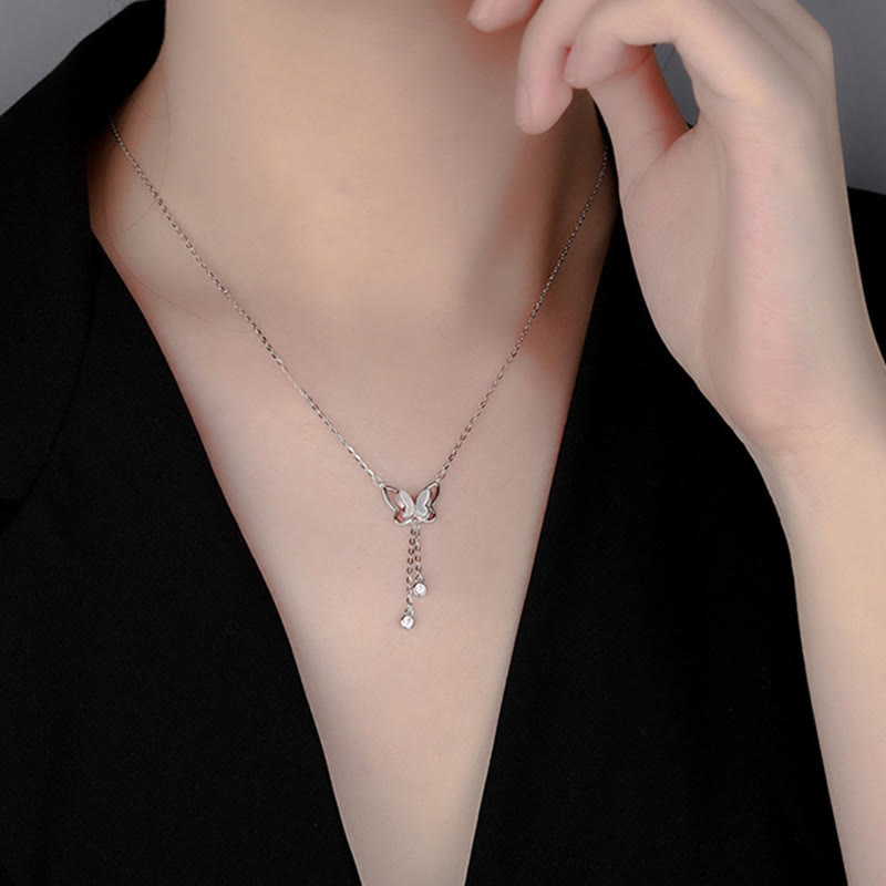 Collar con colgante de mariposa y piedra Tridacna de plata de ley 999 con Buddha Stones - image 3