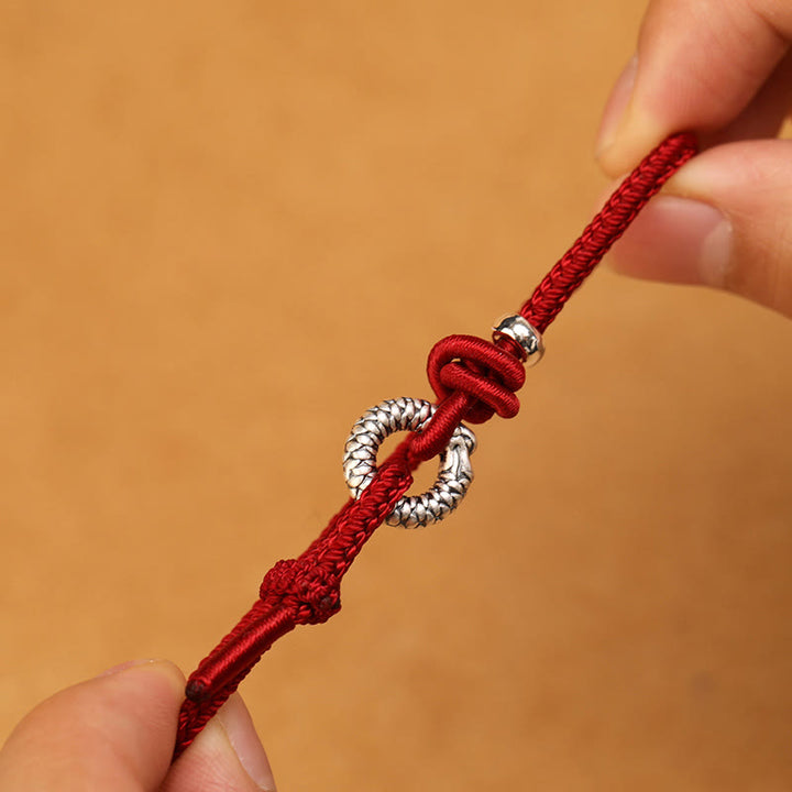 Pulsera de la suerte con hebilla de la paz del año del dragón en plata de ley 999 con Buddha Stones  - image 2