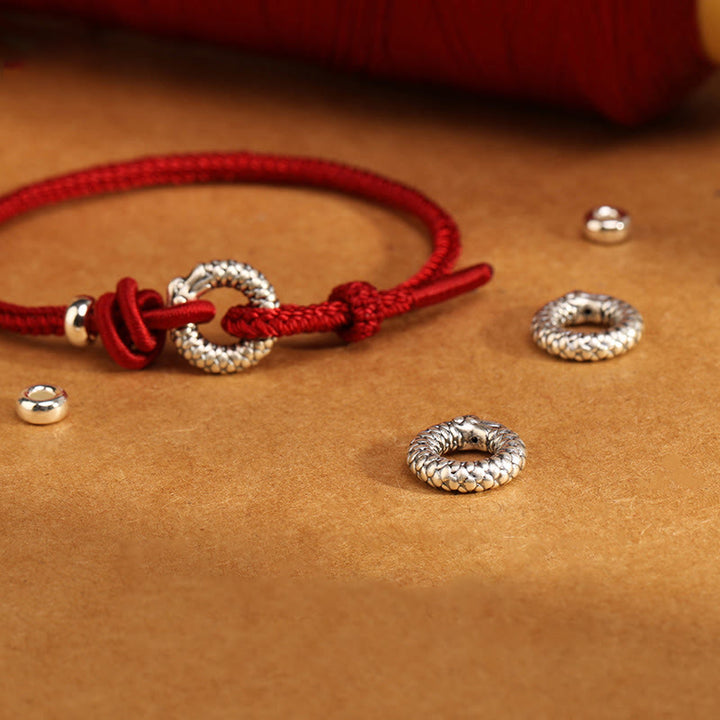 Pulsera de la suerte con hebilla de la paz del año del dragón en plata de ley 999 con Buddha Stones