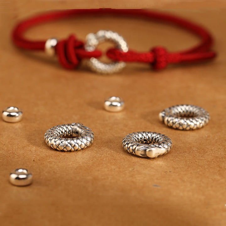 Pulsera de la suerte con hebilla de la paz del año del dragón en plata de ley 999 con Buddha Stones