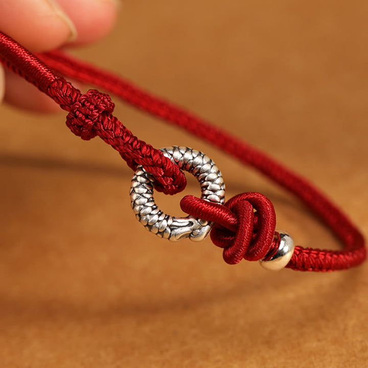 Pulsera de la suerte con hebilla de la paz del año del dragón en plata de ley 999 con Buddha Stones