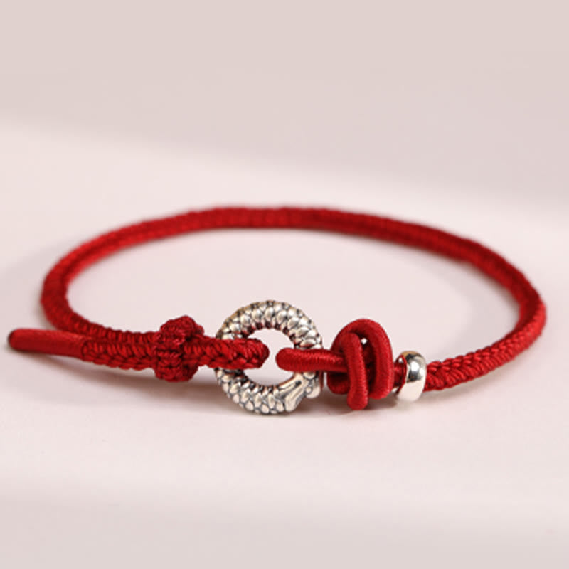Pulsera de la suerte con hebilla de la paz del año del dragón en plata de ley 999 con Buddha Stones
