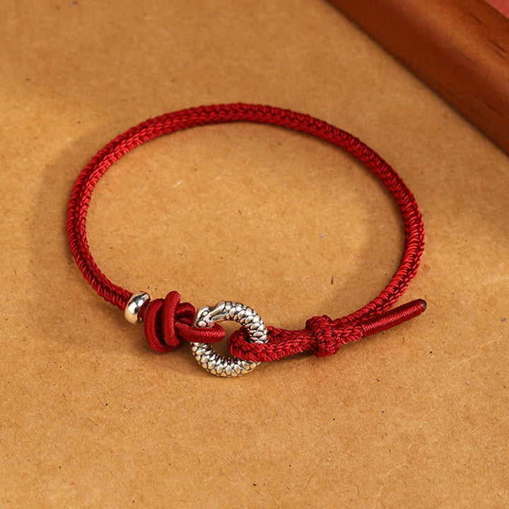 Pulsera de la suerte con hebilla de la paz del año del dragón en plata de ley 999 con Buddha Stones  - Plata de ley 999 (circunferencia de muñeca 19-23 cm) - image 12