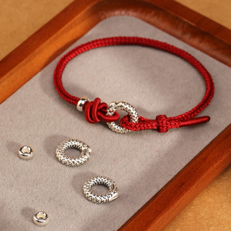 Pulsera de la suerte con hebilla de la paz del año del dragón en plata de ley 999 con Buddha Stones  - image 16