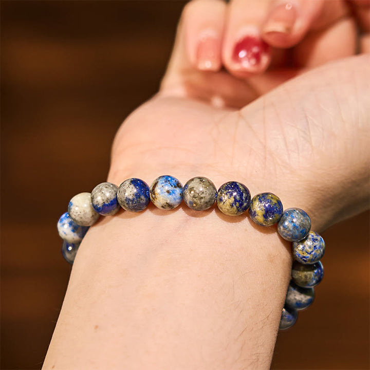 Pulsera positiva de autocuidado con lapislázuli y lazurita de piedra de Buda - image 4