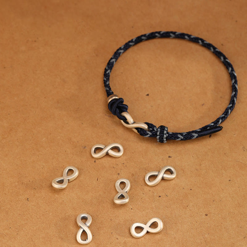 Pulsera de cuerda con símbolo de la suerte y nudo infinito hecha a mano en plata de ley 999 con Buddha Stones - image 16