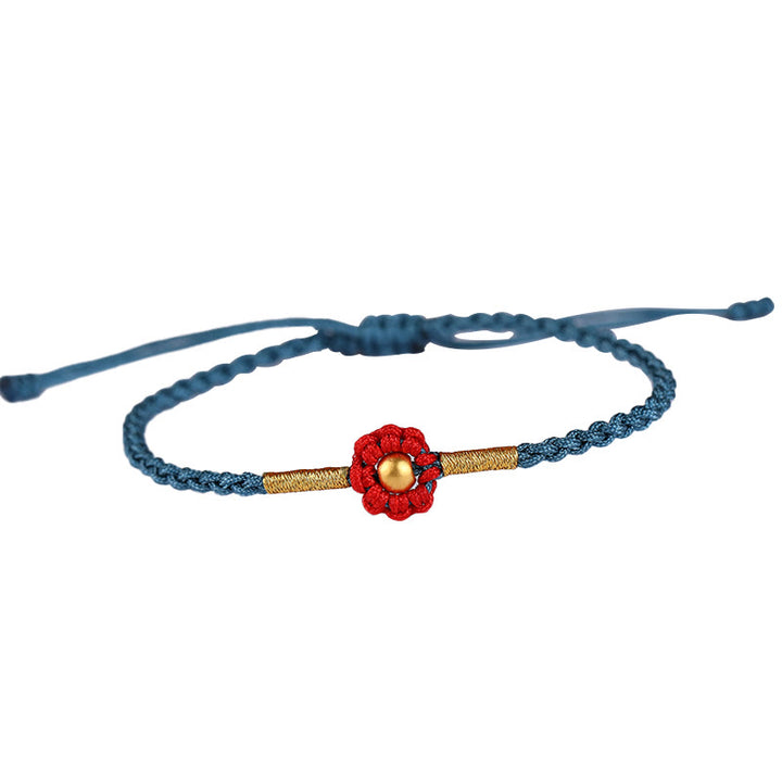 Pulsera de cuerda con diseño de flores en forma de mini cuentas de oro 999 con Buddha Stones para proteger la suerte - image 11