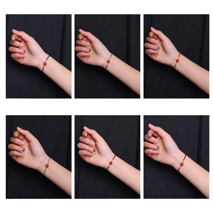 Pulsera de cuerda con diseño de flores en forma de mini cuentas de oro 999 con Buddha Stones para proteger la suerte - image 18