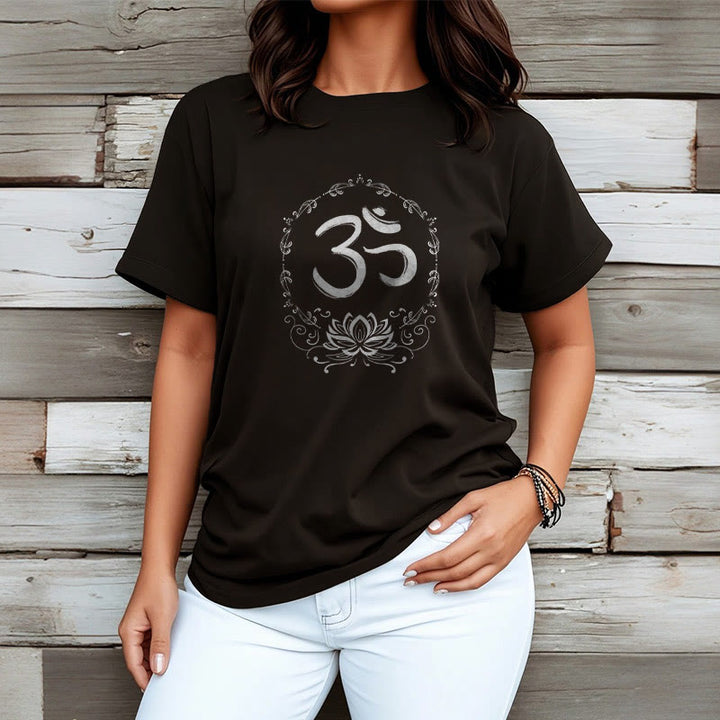 Camiseta de algodón con dibujo de loto OM de Buddha Stones - image 3