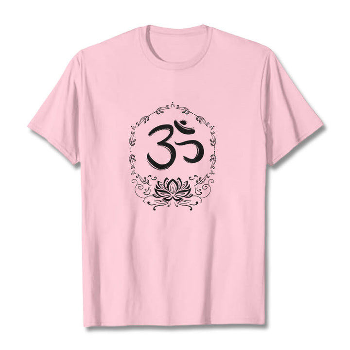 Camiseta de algodón con dibujo de loto OM de Buddha Stones - Rosa claro - 2XL - image 15