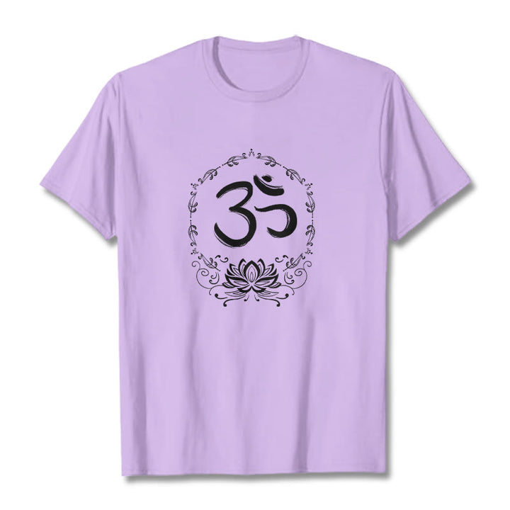 Camiseta de algodón con dibujo de loto OM de Buddha Stones - Ciruela - 2XL - image 16