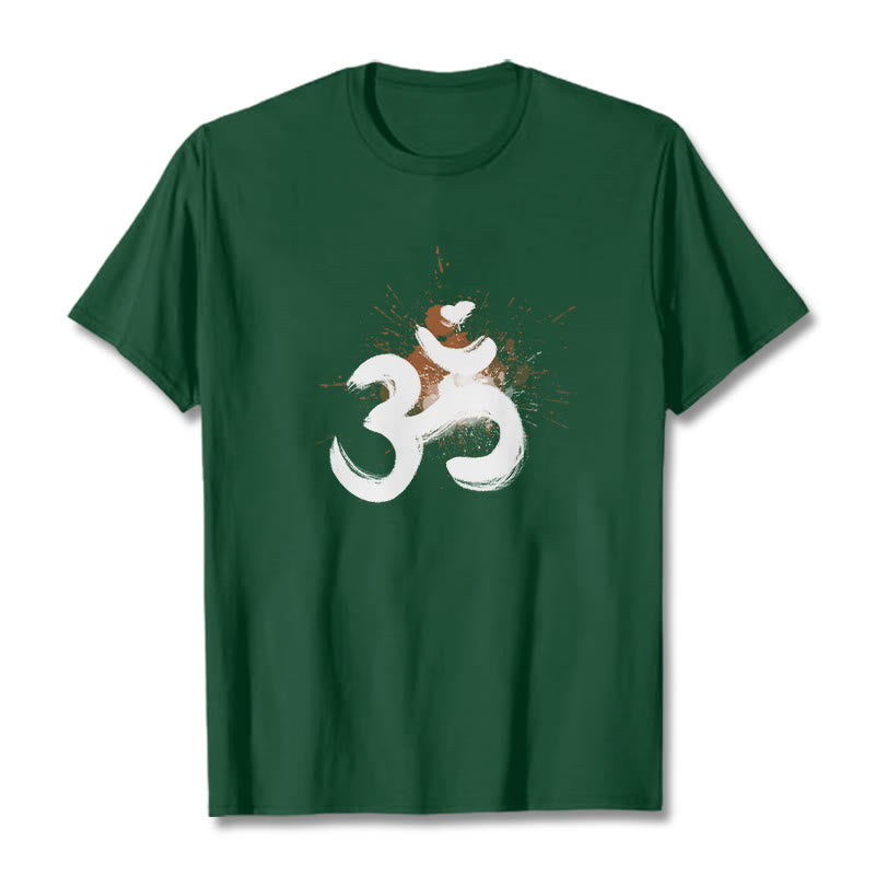 Camiseta de algodón con diseño sánscrito OM de Buddha Stones - Verde bosque - 2XL - image 9