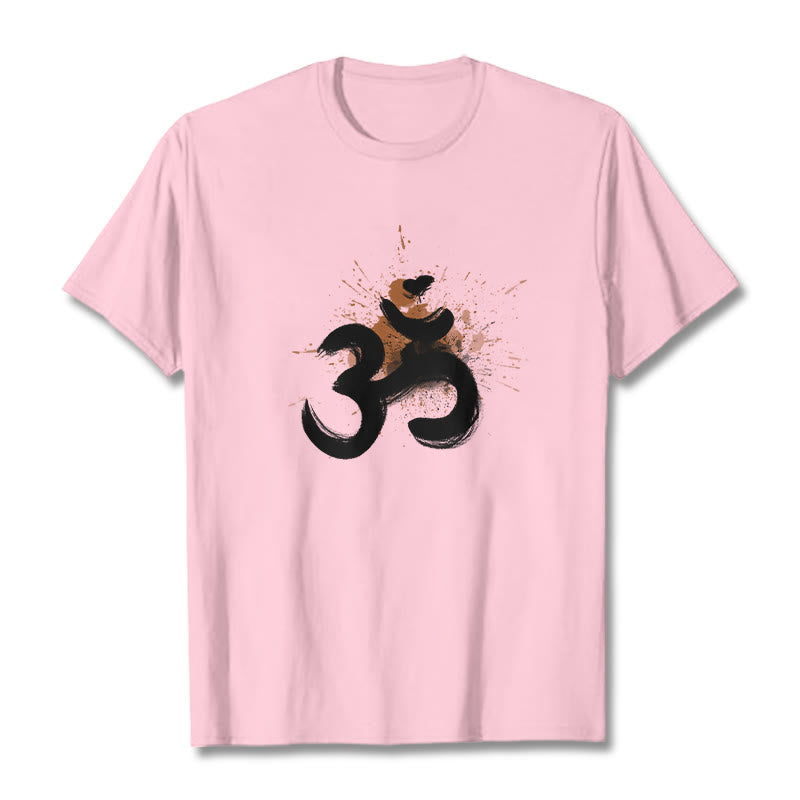 Camiseta de algodón con diseño sánscrito OM de Buddha Stones - Rosa claro - 2XL - image 16