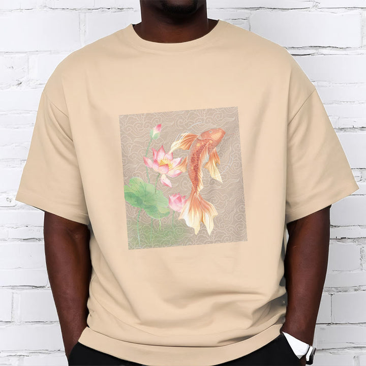 Camiseta de algodón con combinación de loto, pez koi y Buddha Stones - image 13
