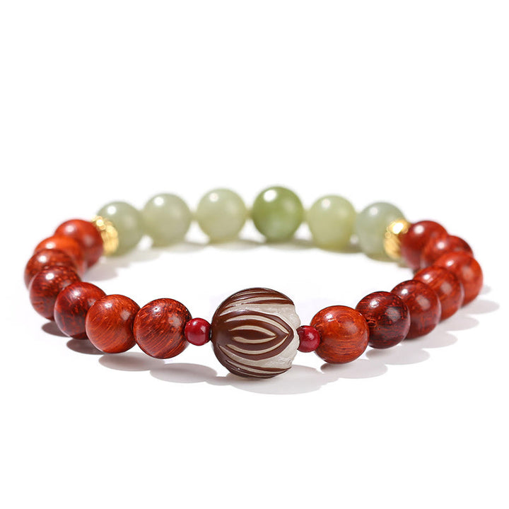Buddha Stones de bodhi, jade cian y palo de rosa natural y calidez y calma de loto