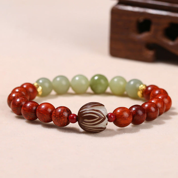 Buddha Stones de bodhi, jade cian y palo de rosa natural y calidez y calma de loto