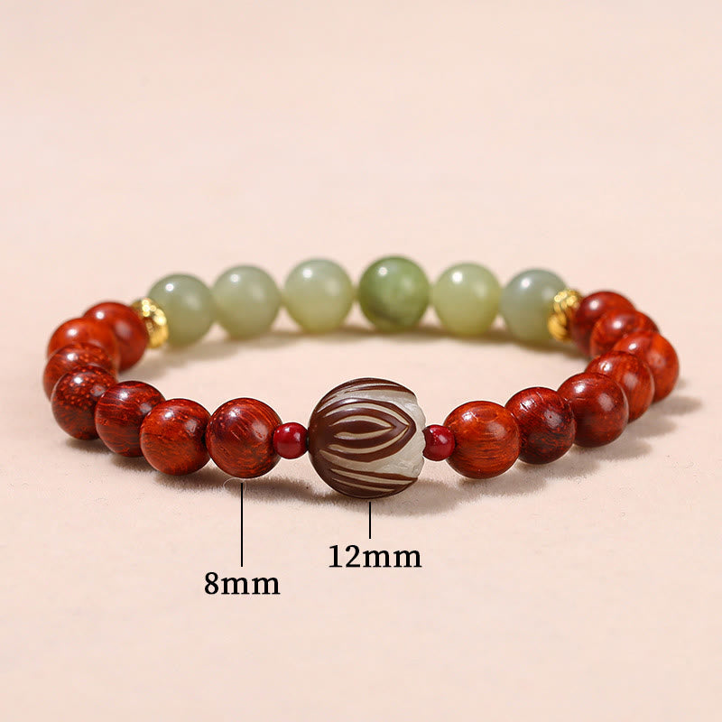 Buddha Stones de bodhi, jade cian y palo de rosa natural y calidez y calma de loto