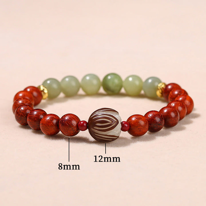 Buddha Stones de bodhi, jade cian y palo de rosa natural y calidez y calma de loto