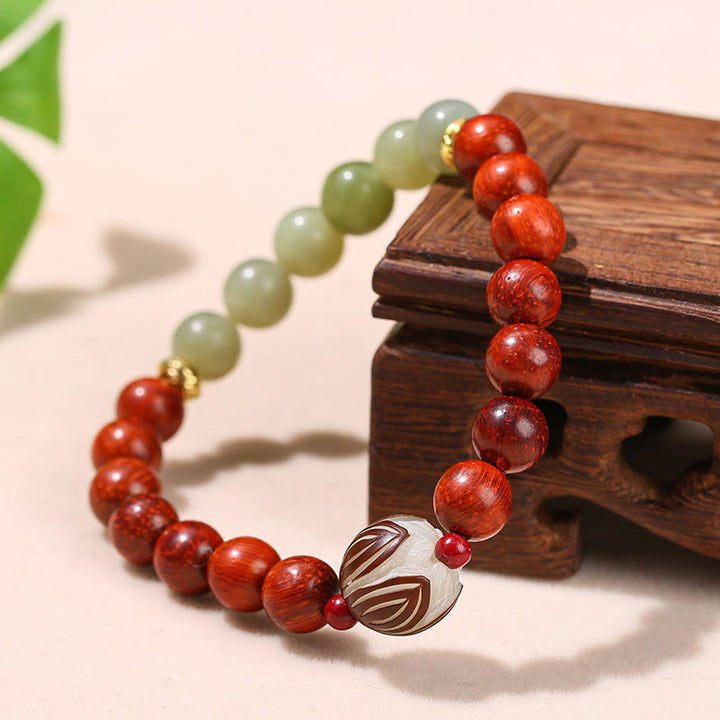 Buddha Stones de bodhi, jade cian y palo de rosa natural y calidez y calma de loto