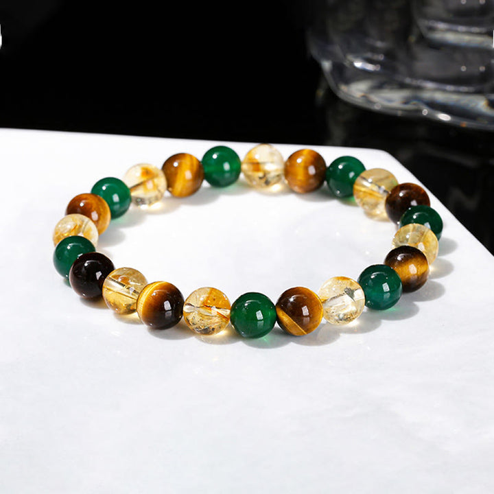 Pulsera de protección con cuentas combinadas de citrino, ágata verde y ojo de tigre natural y Buddha Stones - image 11