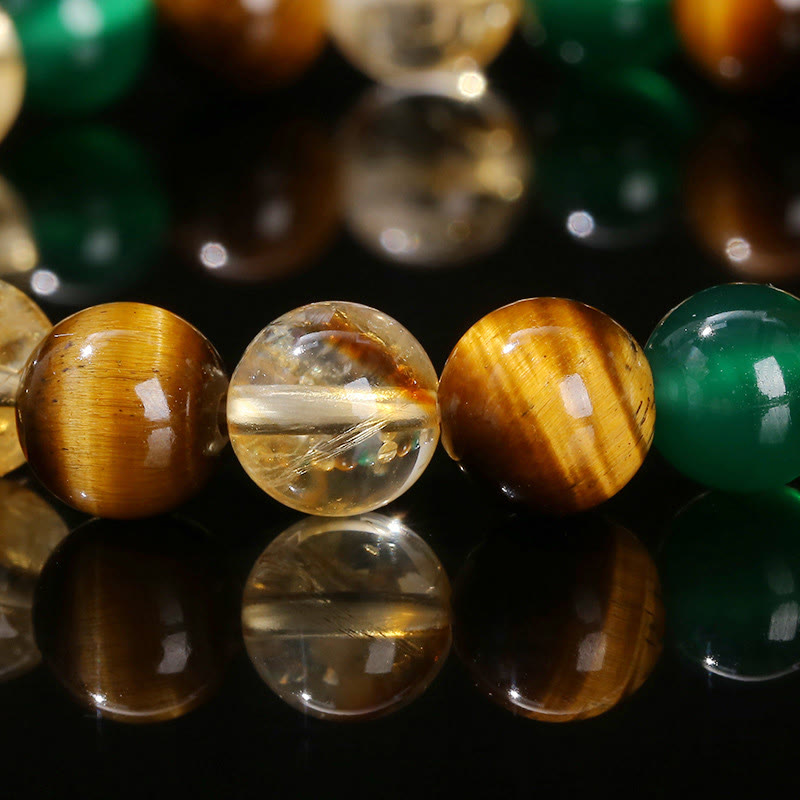 Pulsera de protección con cuentas combinadas de citrino, ágata verde y ojo de tigre natural y Buddha Stones - image 10