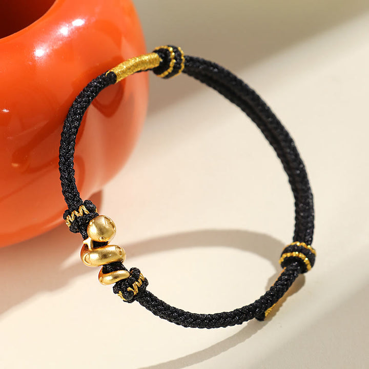 Pulsera trenzada de protección con hilo rojo del año dorado de la serpiente hecha a mano con Buddha Stones en plata de ley 999