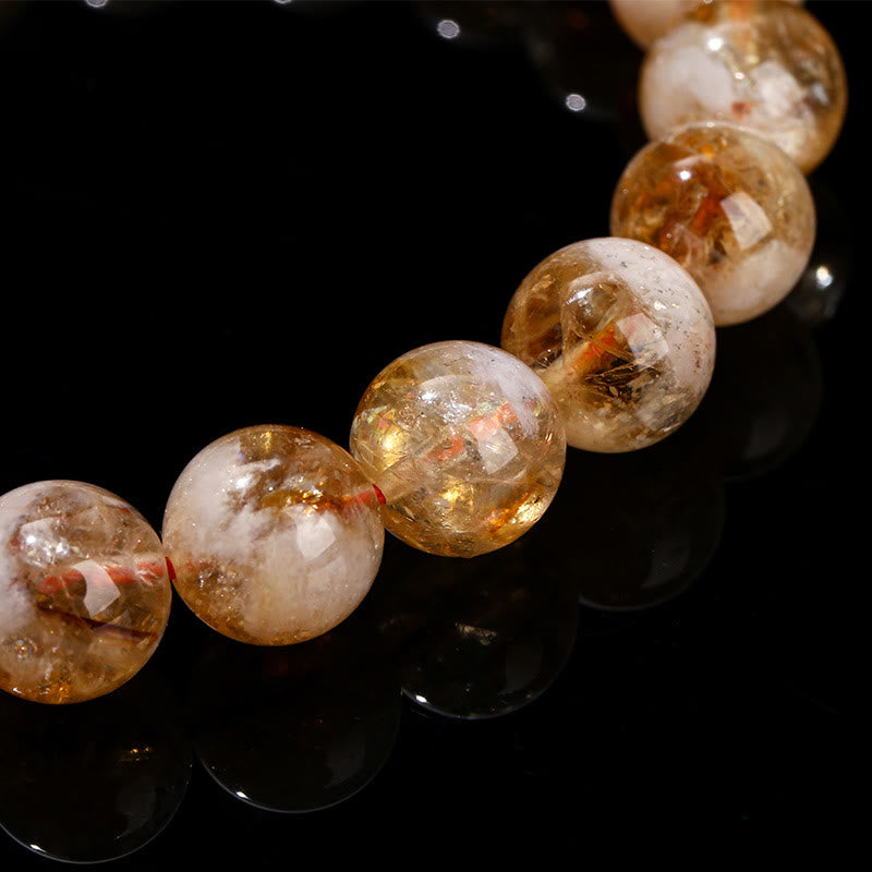 Pulsera de prosperidad con copos de nieve de cristal citrino natural de Buddha Stones