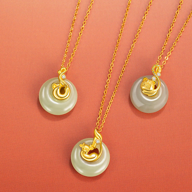 Collar con colgante de plata de ley 925 con Buddha Stones y jade hetiano del zodíaco chino - image 31