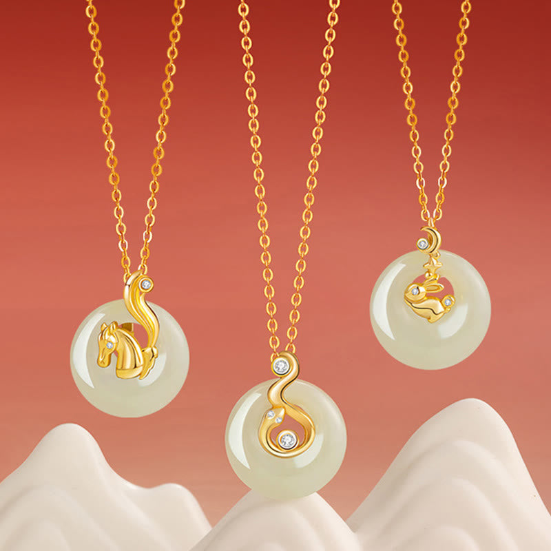 Collar con colgante de plata de ley 925 con Buddha Stones y jade hetiano del zodíaco chino - image 30