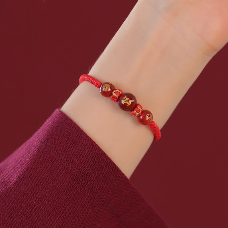 Pulsera trenzada de protección con hilo rojo del zodíaco chino y ágata roja hecha a mano con Buddha Stones - image 17