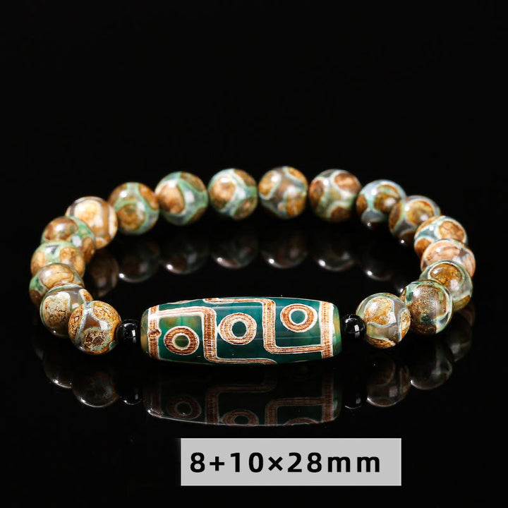 Pulsera de protección de energía con Buddha Stones de nueve ojos tibetanas de sándalo natural y ágata de ojo de gato blanca