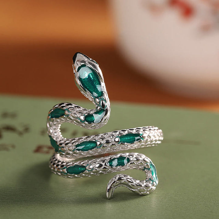 Anillo de bendición ajustable del año de la serpiente en plata de ley 925 con Buddha Stones - image 7