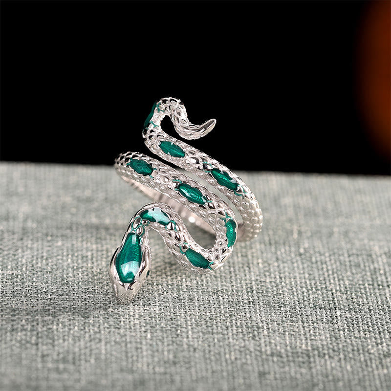 Anillo de bendición ajustable del año de la serpiente en plata de ley 925 con Buddha Stones - image 1