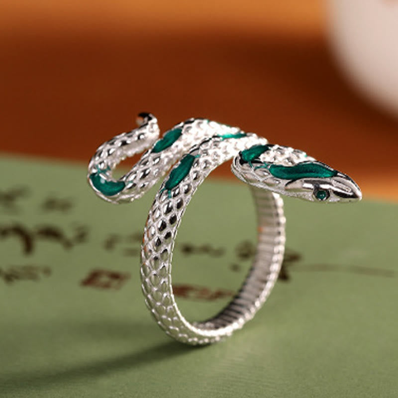 Anillo de bendición ajustable del año de la serpiente en plata de ley 925 con Buddha Stones - image 2