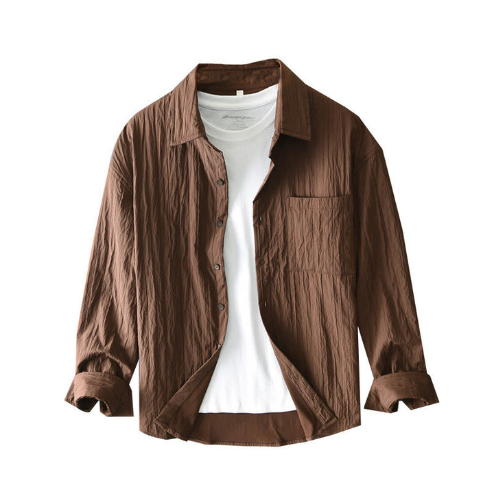 Camisa informal de manga larga para hombre, de color liso y con bolsillos y estampado de Buddha Stones - image 4