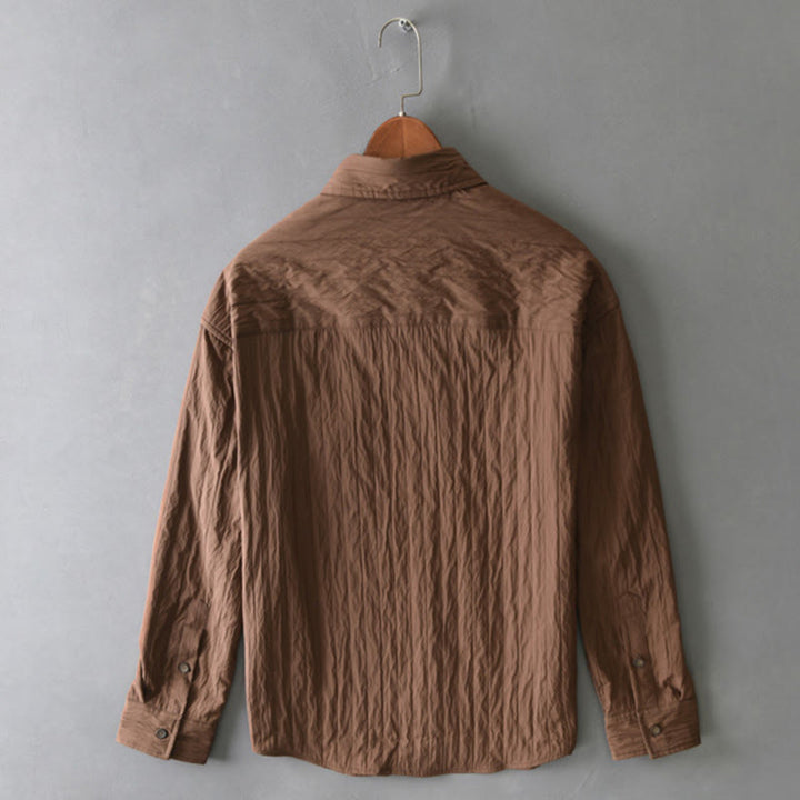 Camisa informal de manga larga para hombre, de color liso y con bolsillos y estampado de Buddha Stones - image 3