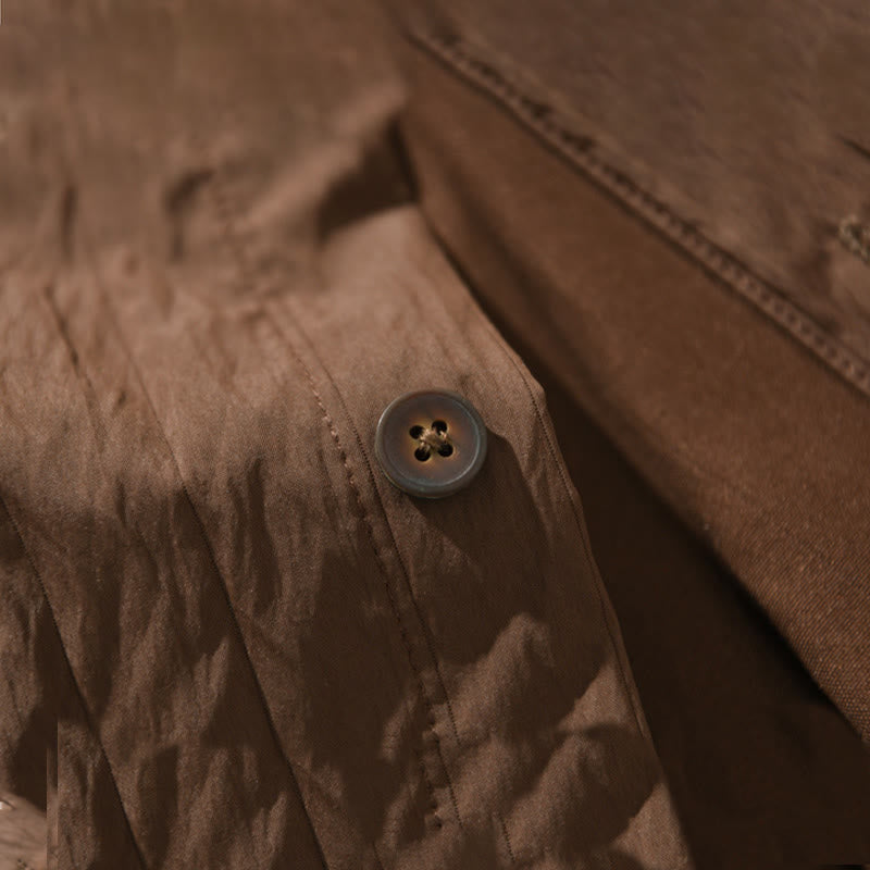 Camisa informal de manga larga para hombre, de color liso y con bolsillos y estampado de Buddha Stones - image 7