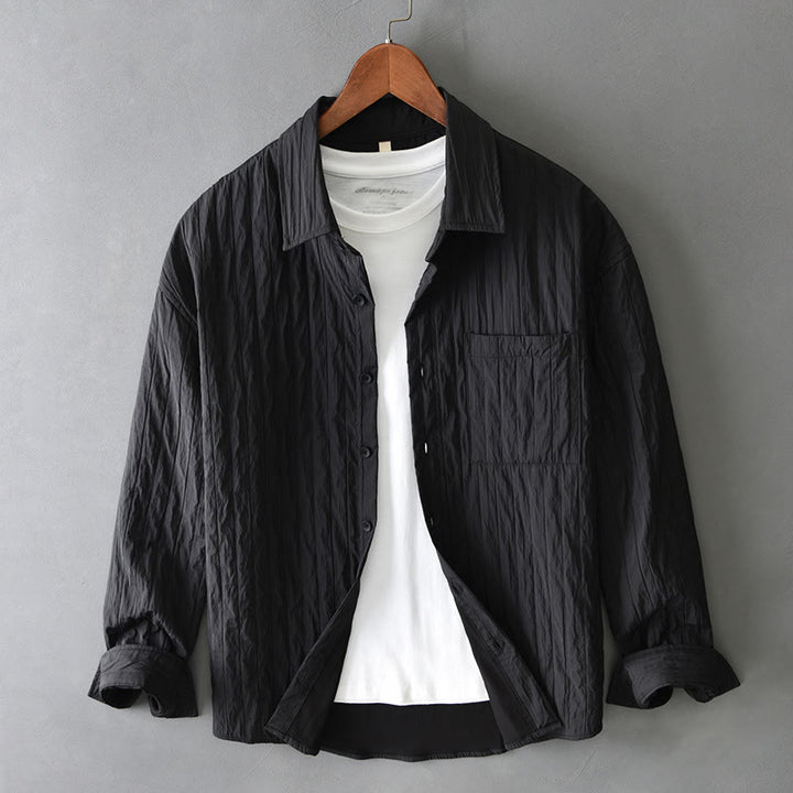 Camisa informal de manga larga para hombre, de color liso y con bolsillos y estampado de Buddha Stones - Negro - US/UK/AU42, EU52 (3XL) - image 12