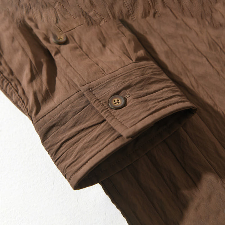 Camisa informal de manga larga para hombre, de color liso y con bolsillos y estampado de Buddha Stones - image 6