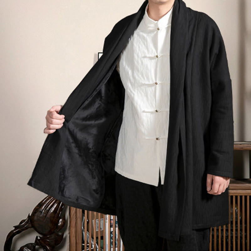 Abrigo de largo medio para hombre con forro de algodón y felpa zen de jacquard sencillo con Buddha Stones en otoño - image 8