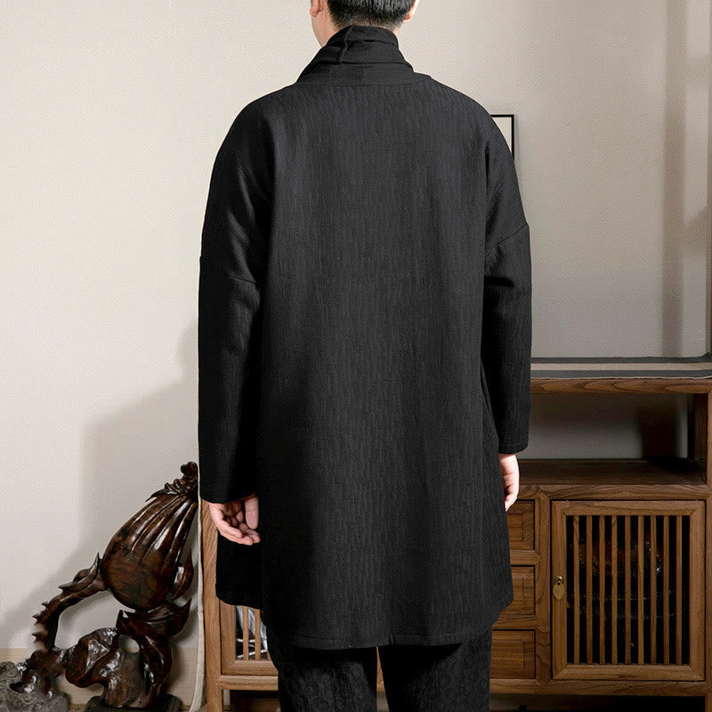 Abrigo de largo medio para hombre con forro de algodón y felpa zen de jacquard sencillo con Buddha Stones en otoño - image 10