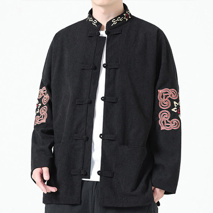 Traje Tang con Buddha Stones, chaqueta de pana de algodón con bordado simétrico y bolsillos - image 2