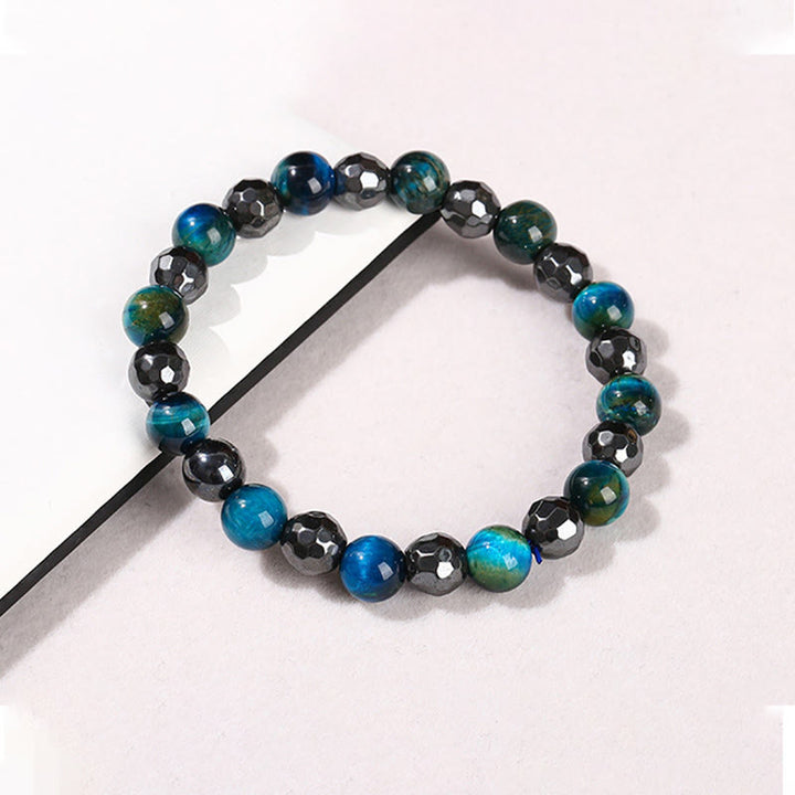 Juego de 2 pulseras poderosas de ojo de tigre y hematita y ojo de tigre azul con Buddha Stones